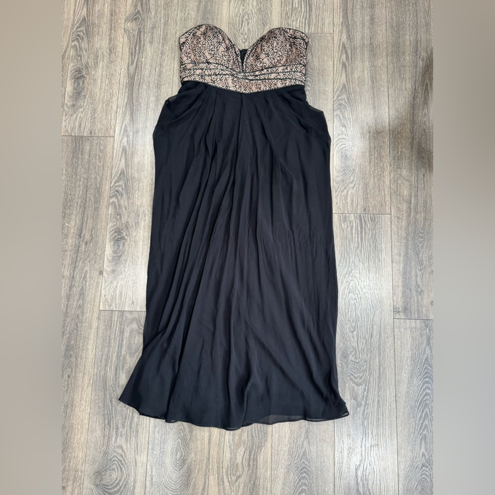 City Chic Black Strapless Dress with Embellished Bodice